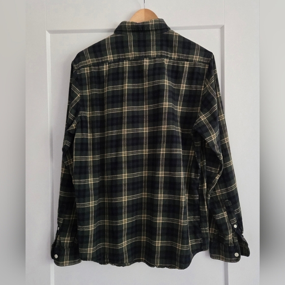 Cotton & Co. Plaid Green/Blue Medium Mens Flannel Long Sleeve Button Down Shirt - Picture 3 of 9